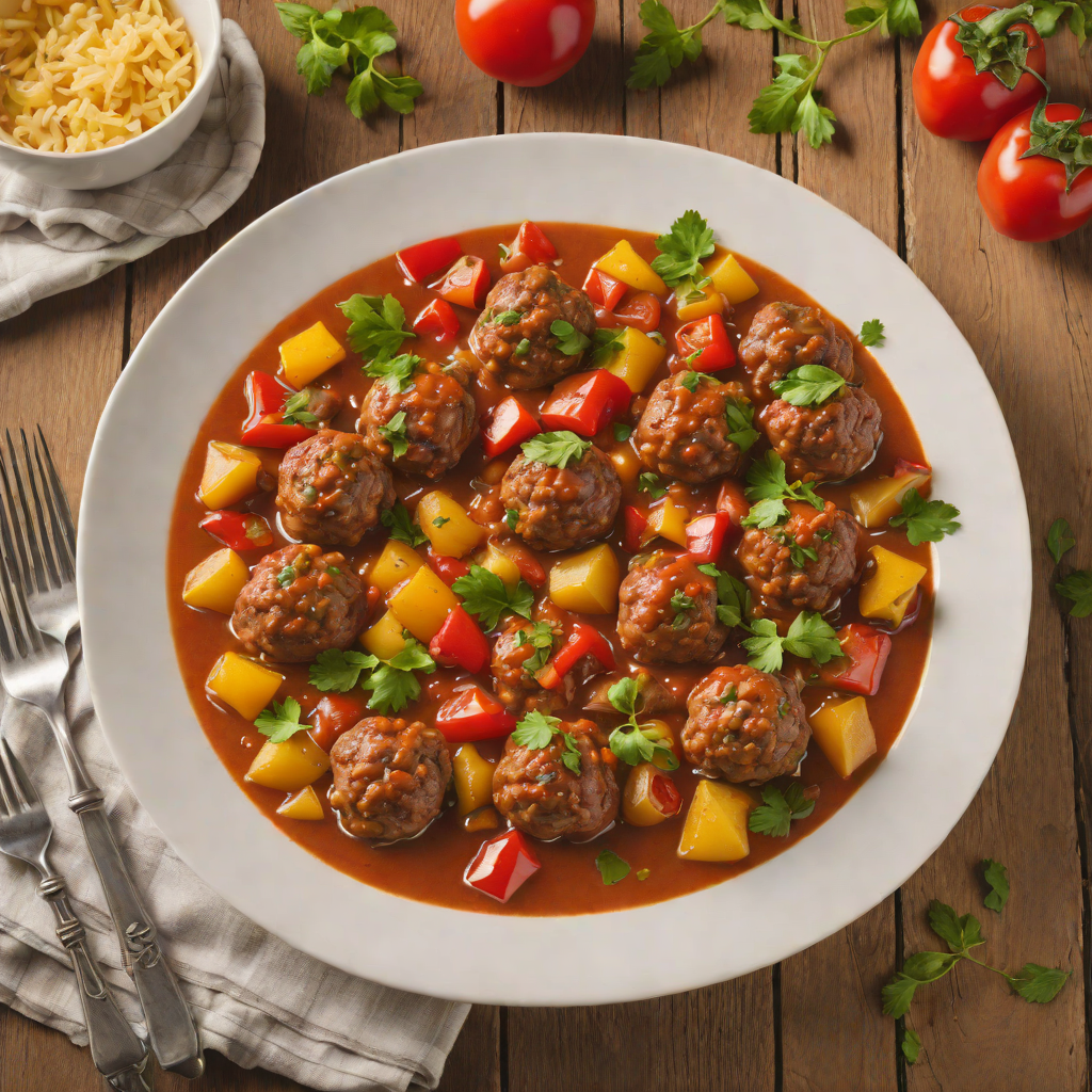 Beef Meatball Stew with Tomato and Bell Peppers