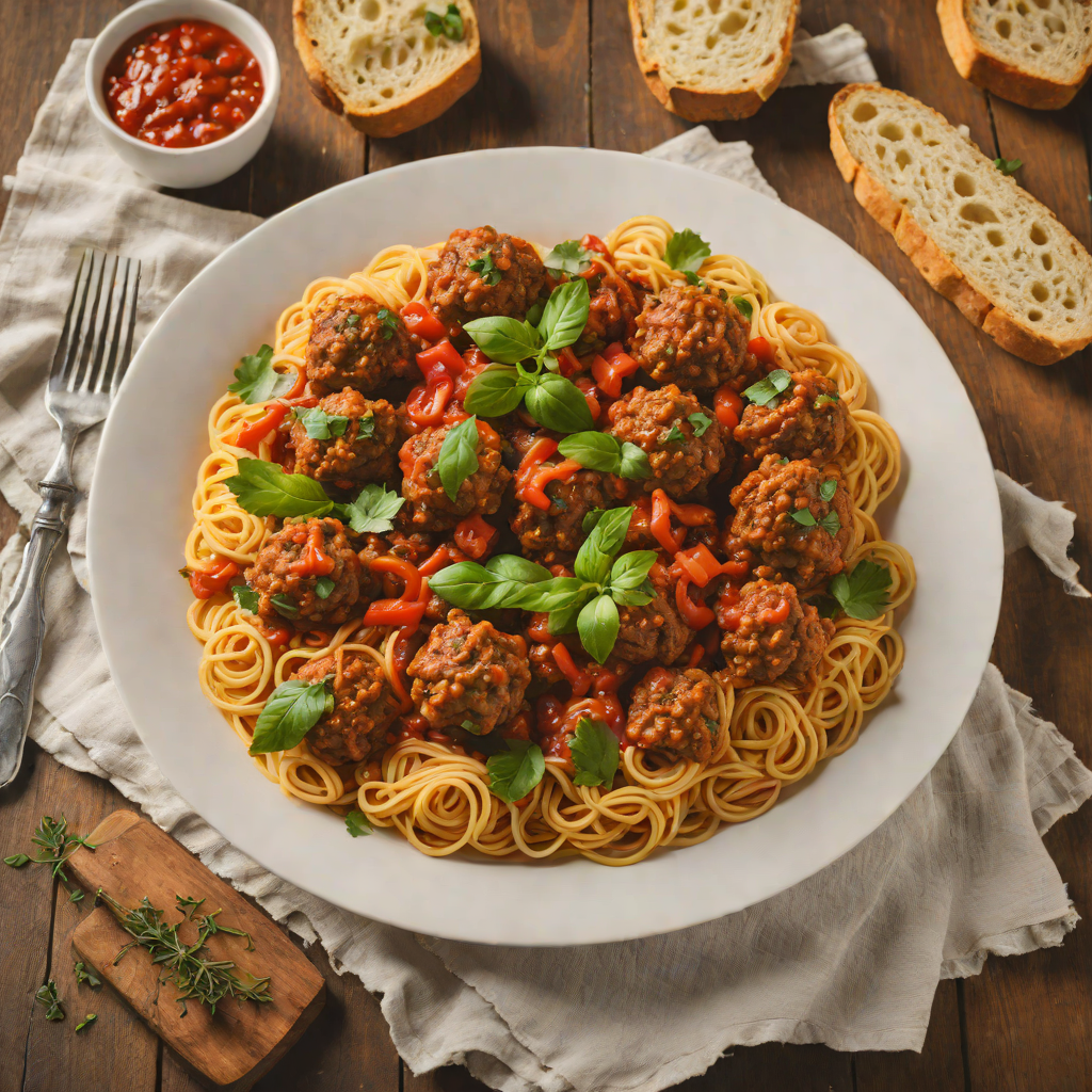Pepper and Meatball Ragù with Rustic Italian Bread