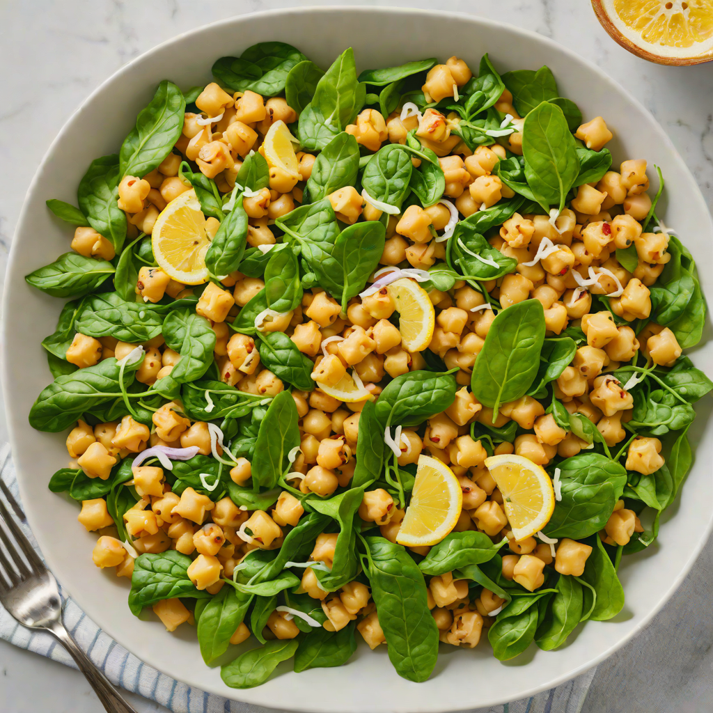 Lemon-Infused Chickpea and Spinach Salad with Tahini Dressing