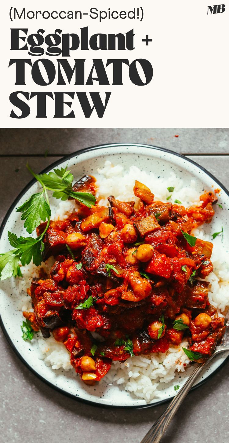 Harissa-Spiced Roasted Eggplant and Tomato Stew