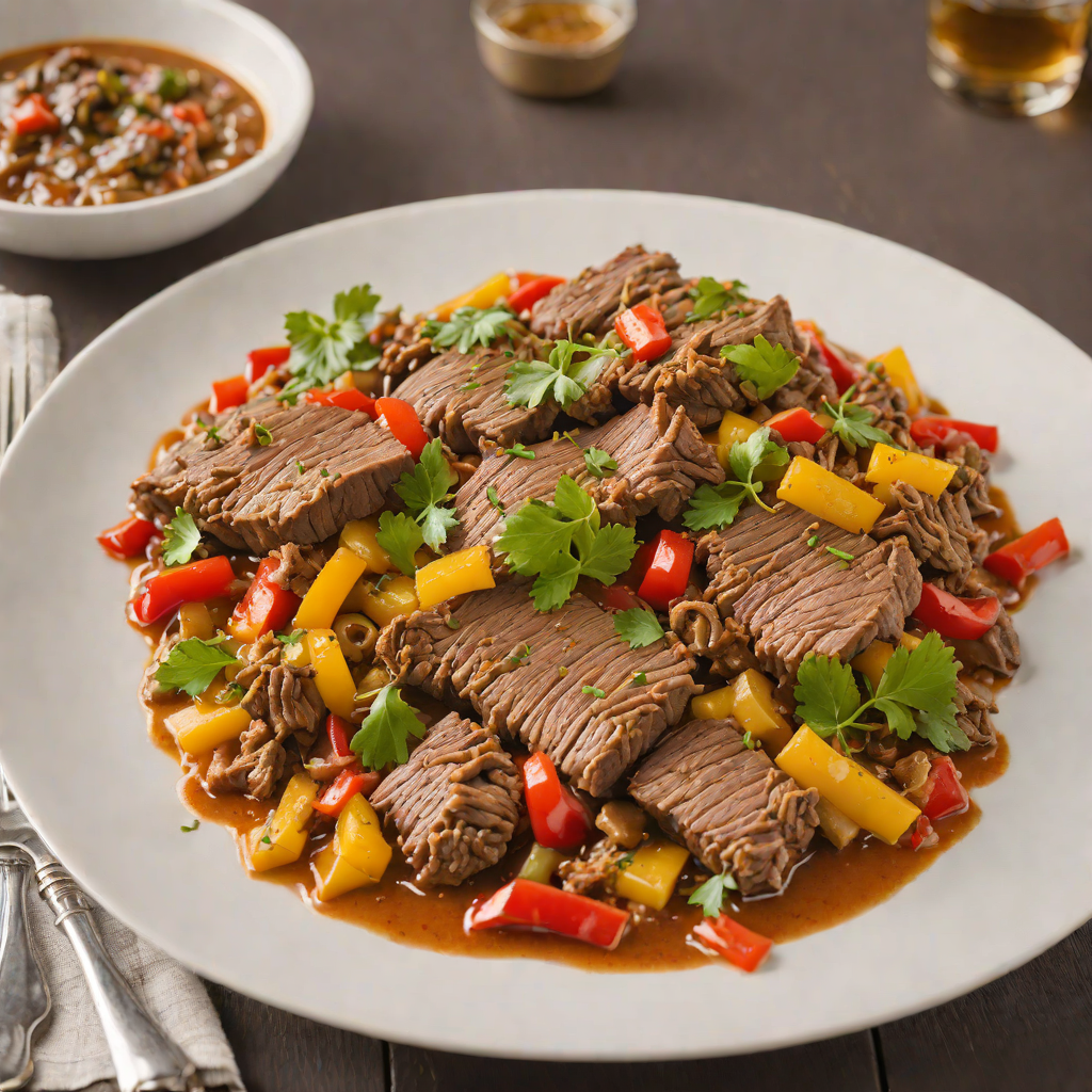 Slow-Simmered Italian Beef with Peppers and Garlic Gravy