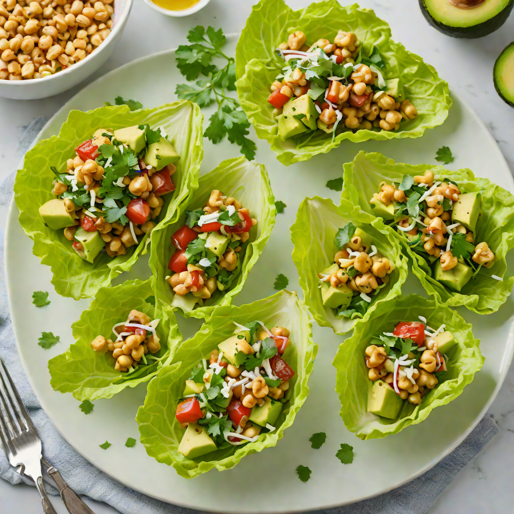 No-Bake Vegan Chickpea and Avocado Salad Lettuce Boats