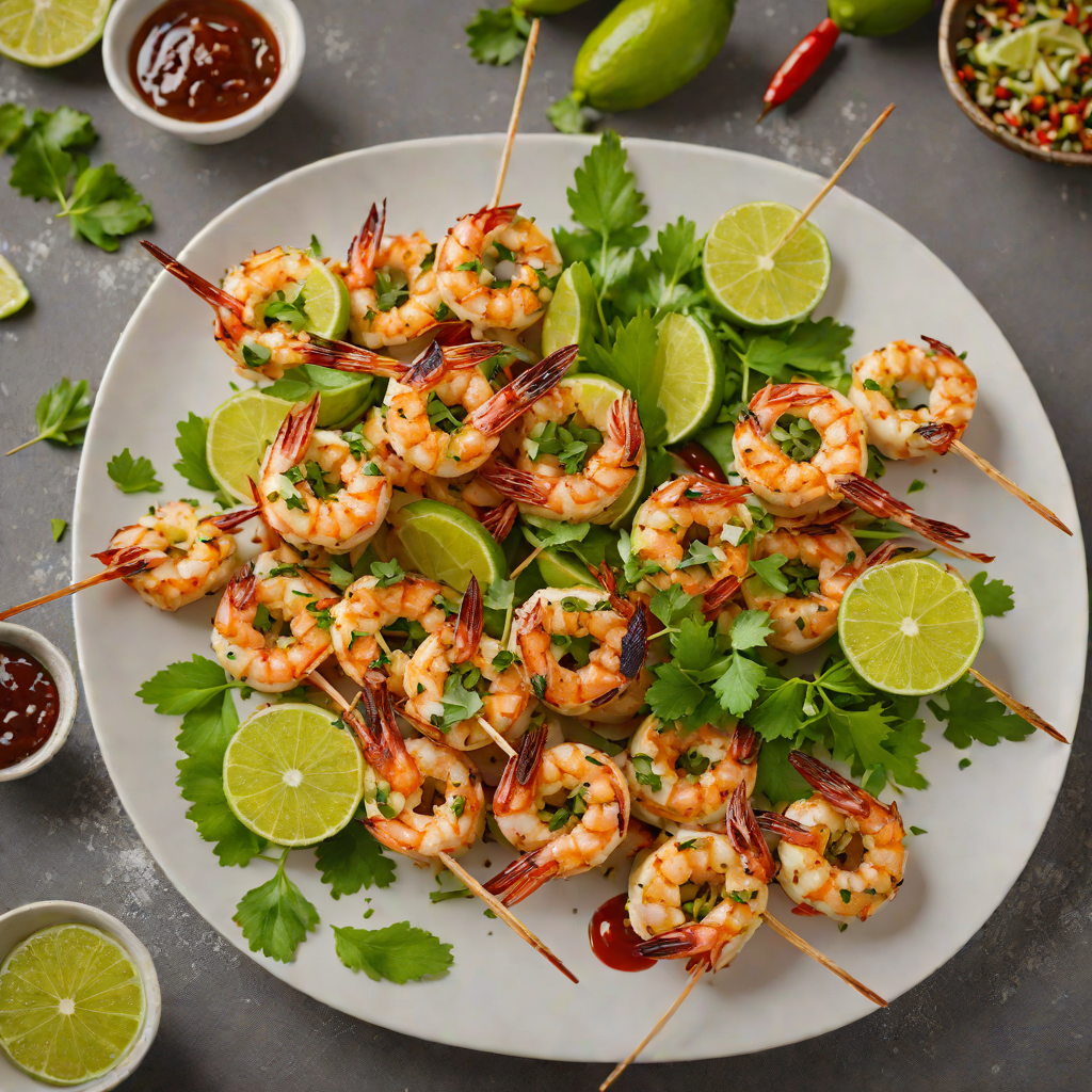 Grilled Mezcal-Lime Shrimp Skewers with Chile de Árbol