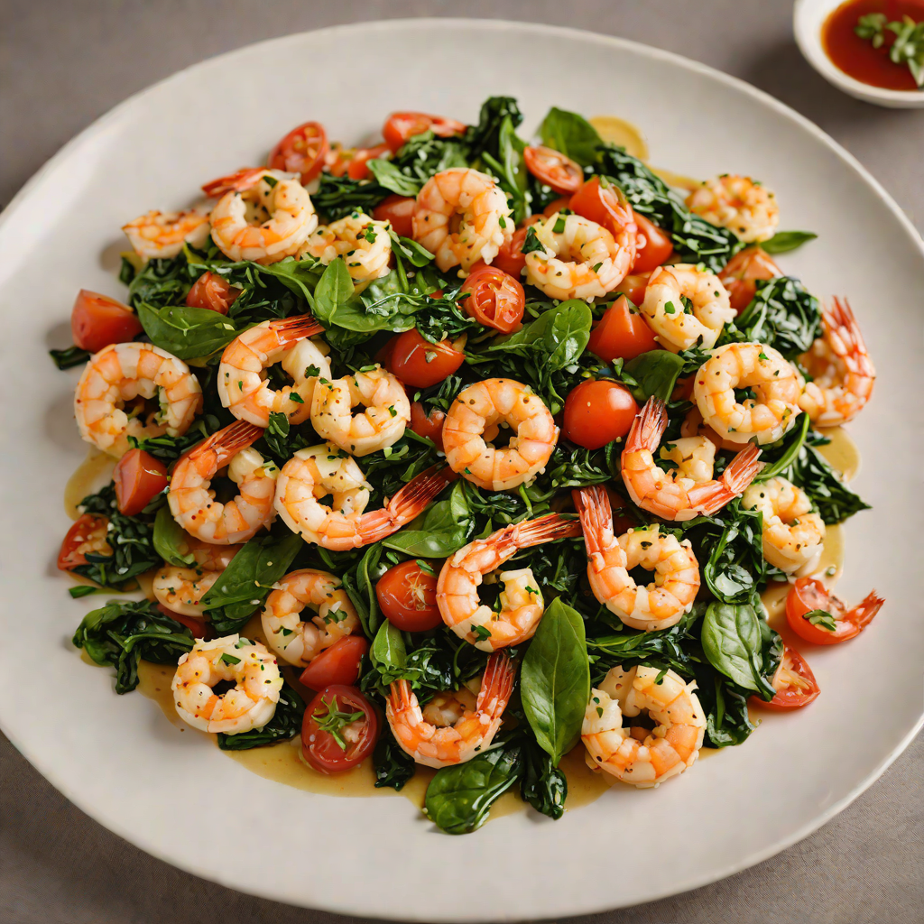 Sautéed Shrimp with Garlic Spinach and Tomato