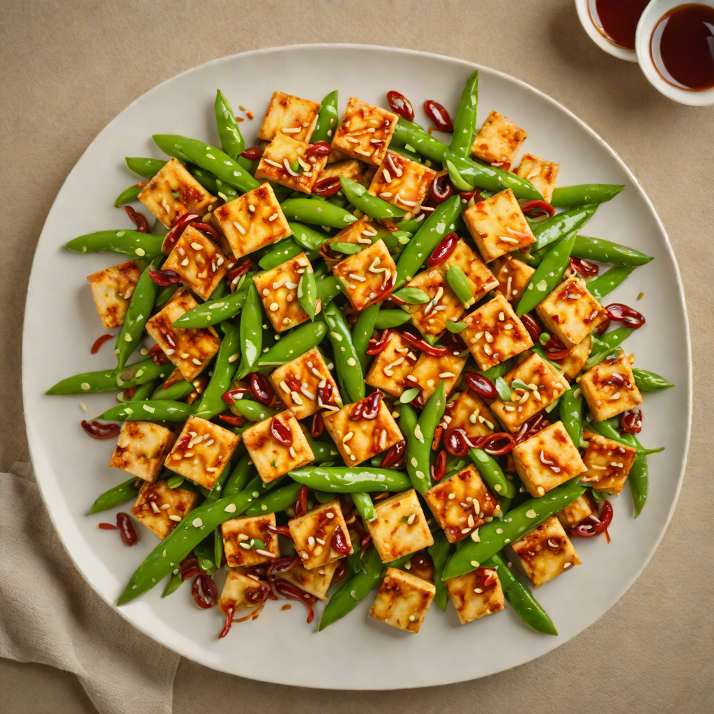 Chili Garlic Stir-Fried Tofu with Snap Peas