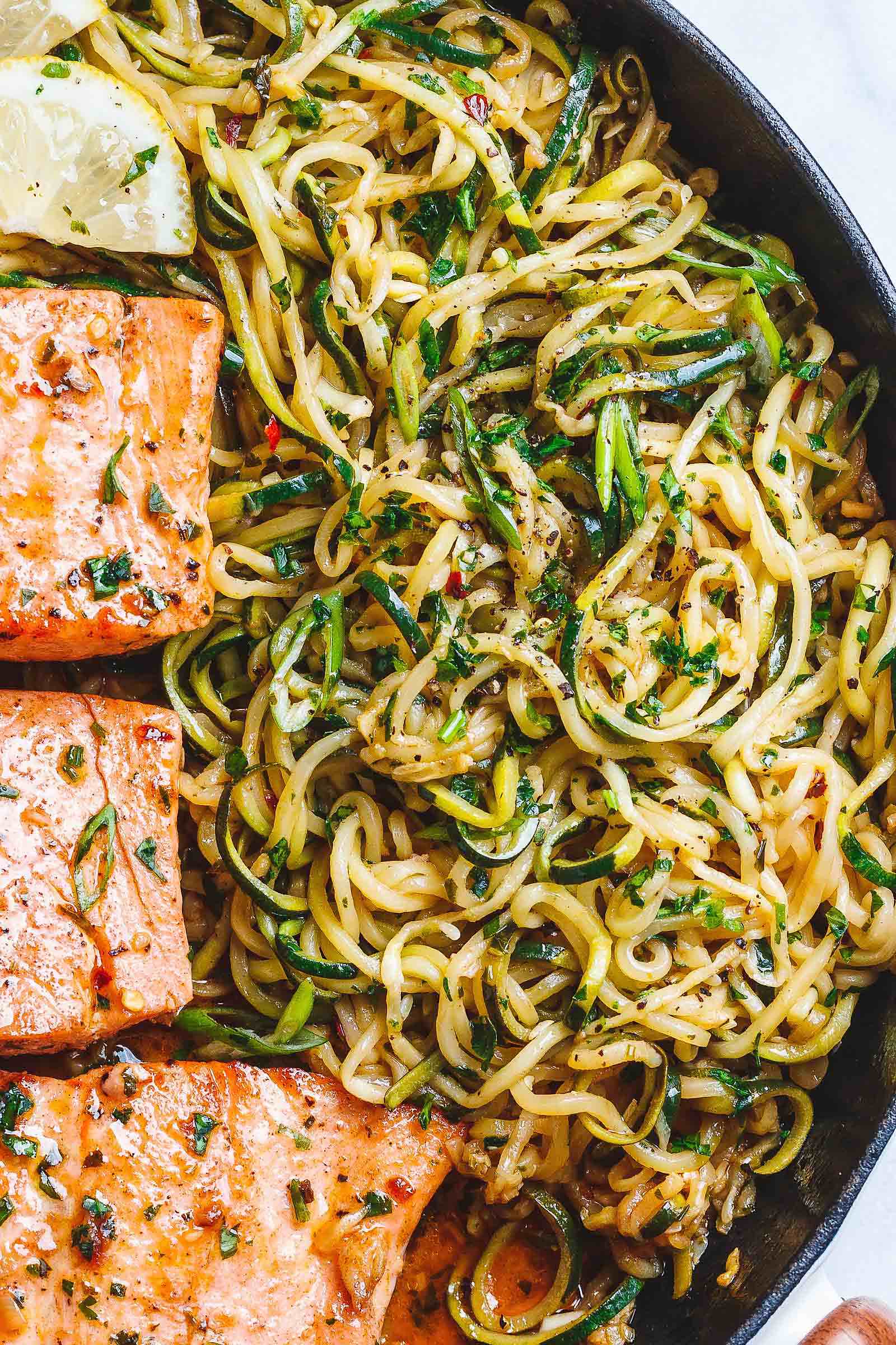Hydrating Lemon-Mint Salmon with Zucchini Noodles
