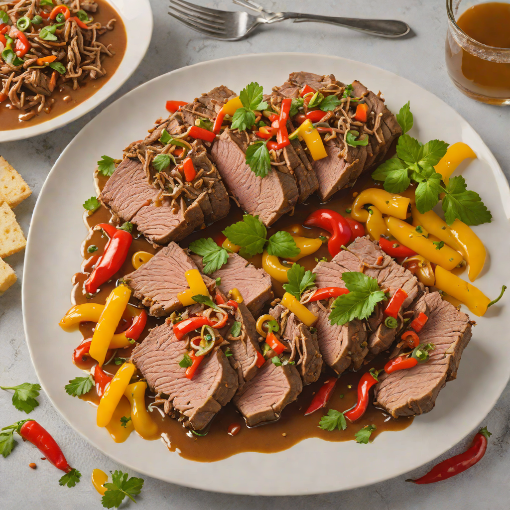Oven-Roasted Italian Beef with Sweet Peppers and Herb Gravy
