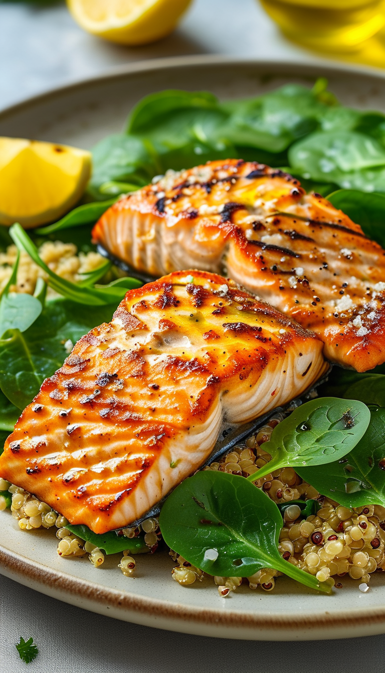 Pan-Seared Citrus-Glazed Salmon with Wilted Spinach