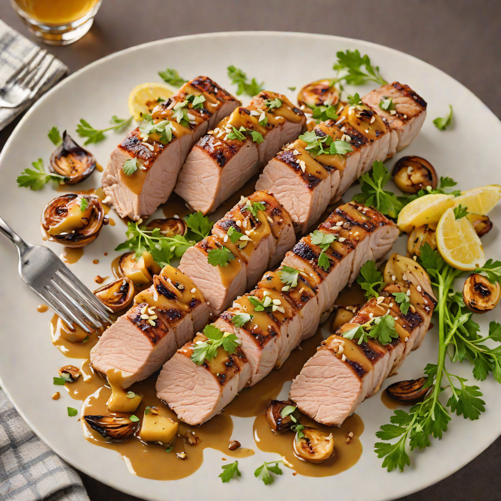Honey-Mustard Glazed Pork Tenderloin with Roasted Garlic