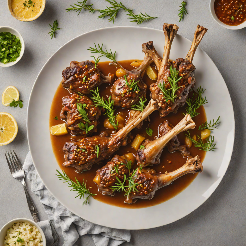 Slow-Cooked Lamb Shanks Braised with Finger Lime and Rosemary