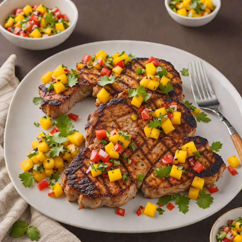 Grilled Caribbean-Spiced Pork Chops with Mango Salsa