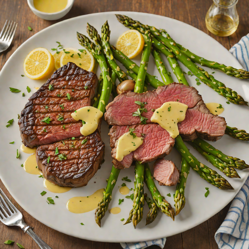 Grilled Porterhouse Steak with Garlic-Herb Butter and Charred Asparagus