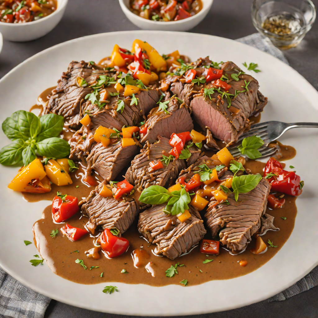 Slow-Cooked Italian Beef with Roasted Peppers and Herb Gravy