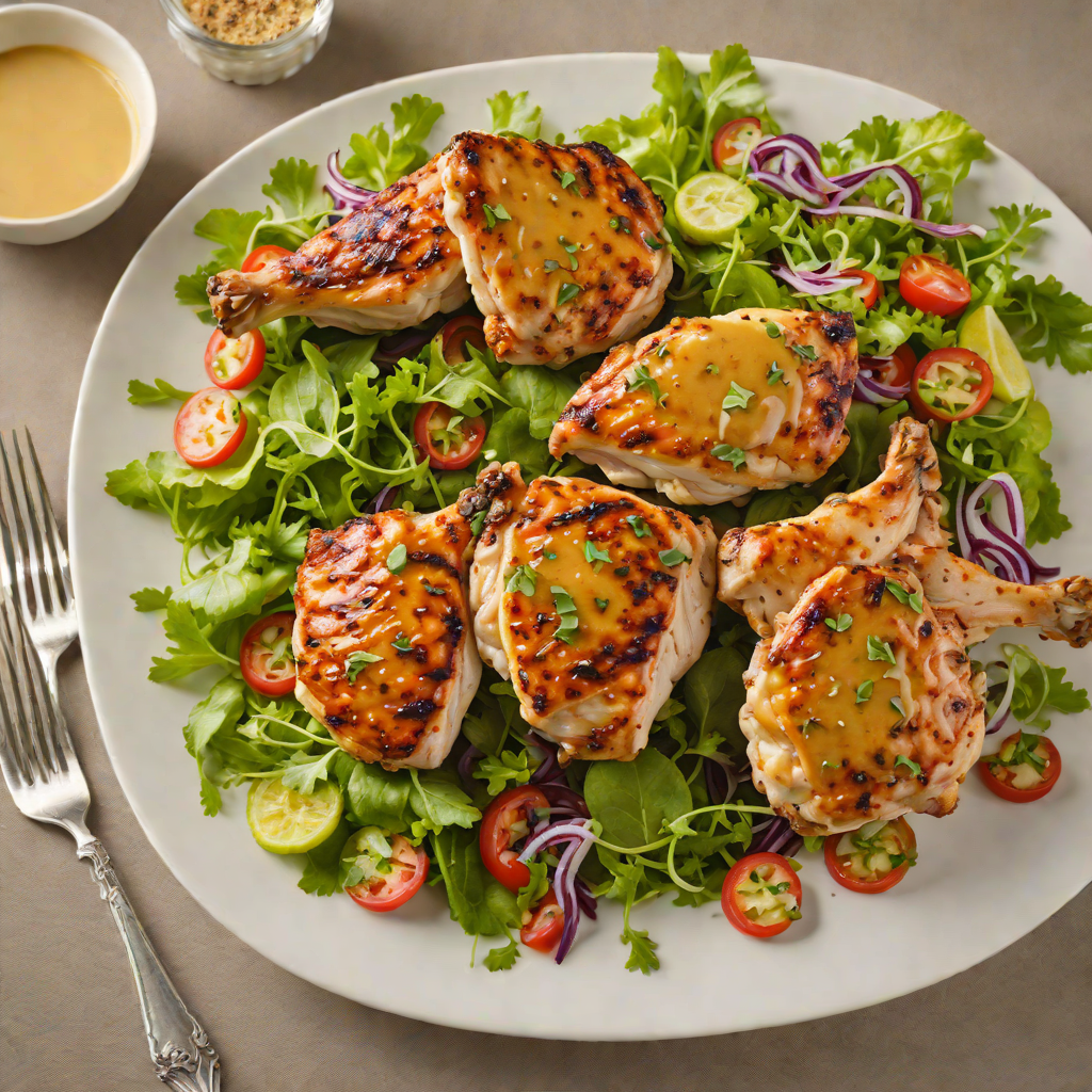 Honey-Mustard Glazed Grilled Chicken Thighs with Herb Salad