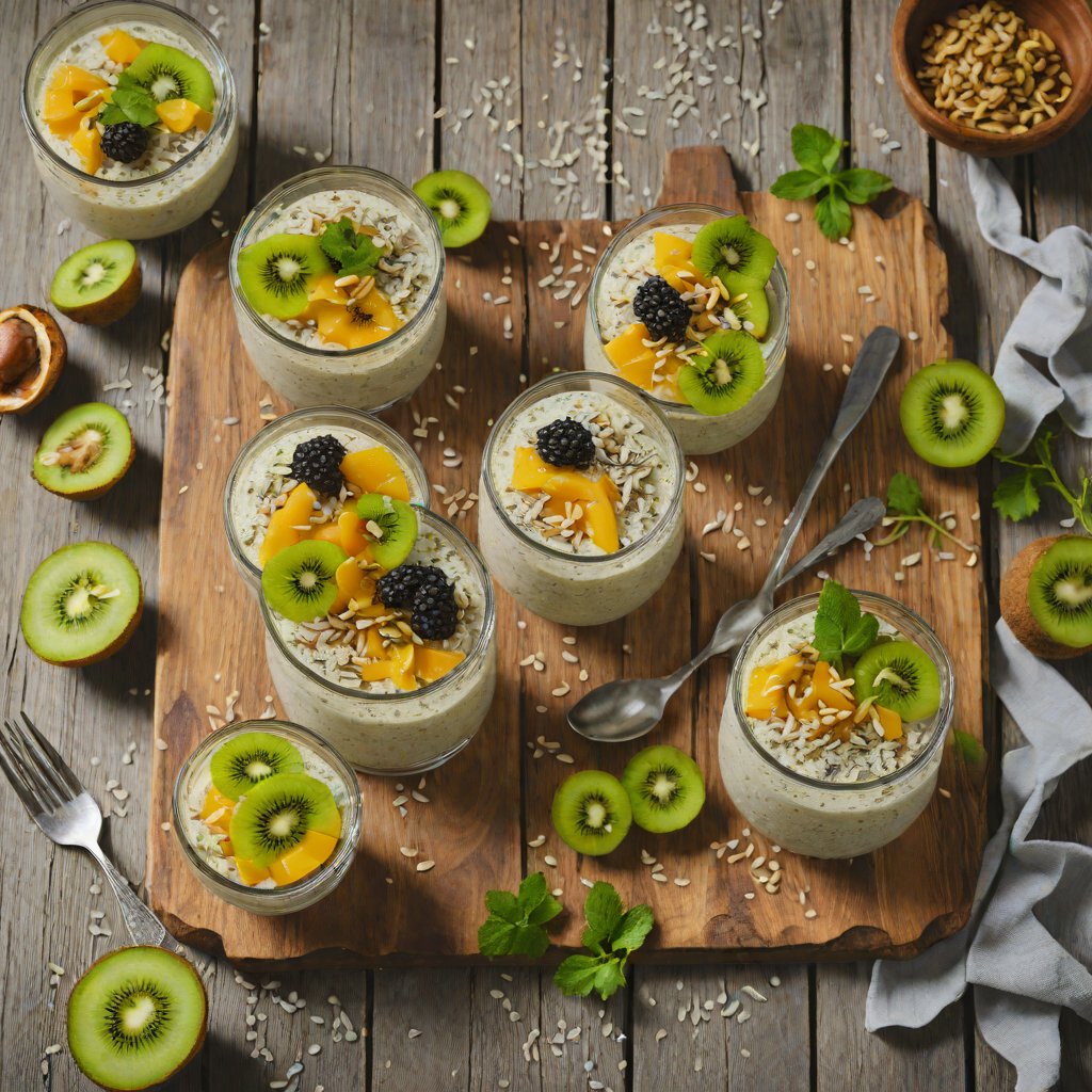 Chilled Coconut Chia Pudding with Passion Fruit and Kiwi