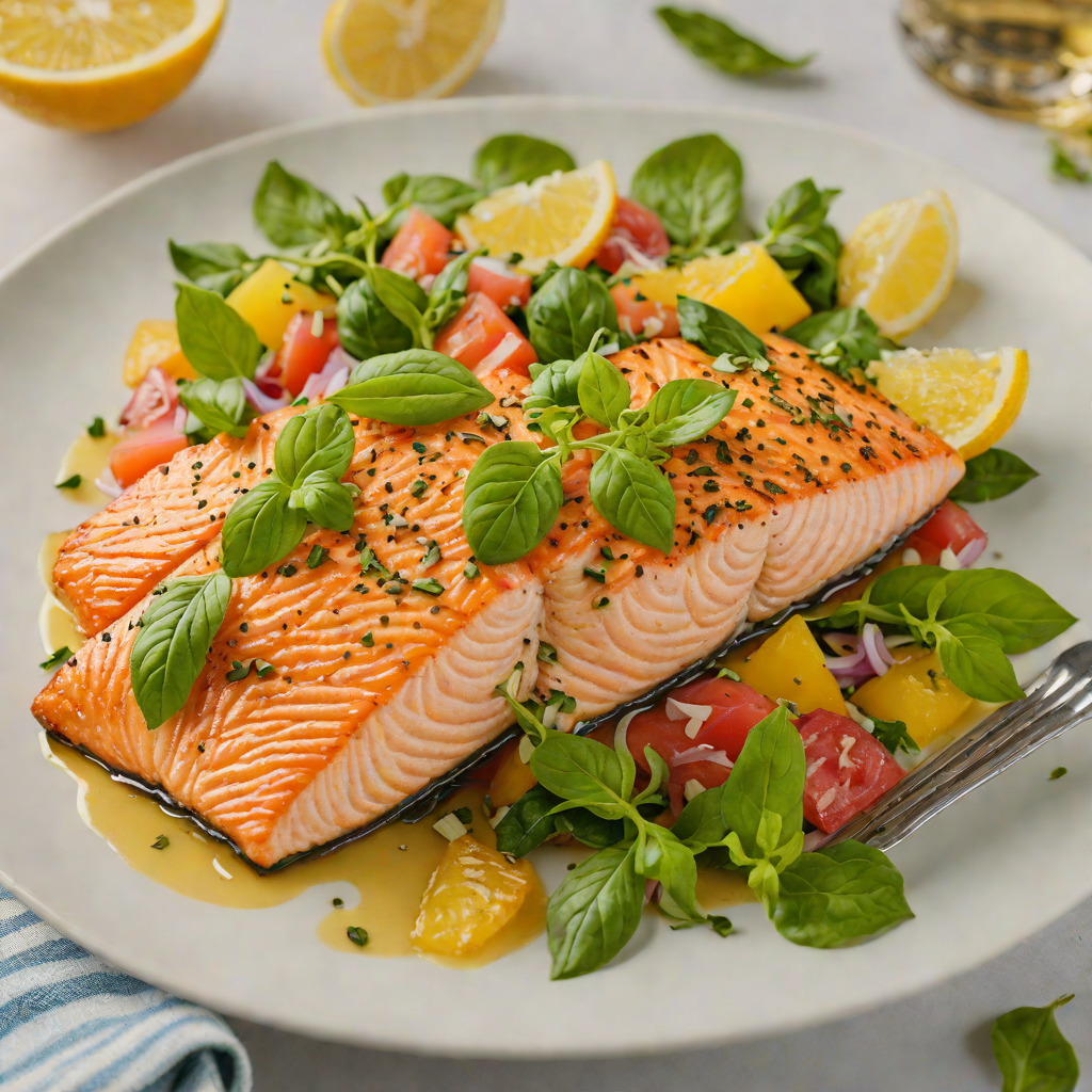 Pan-Seared Salmon with Citrus-Basil Vinaigrette