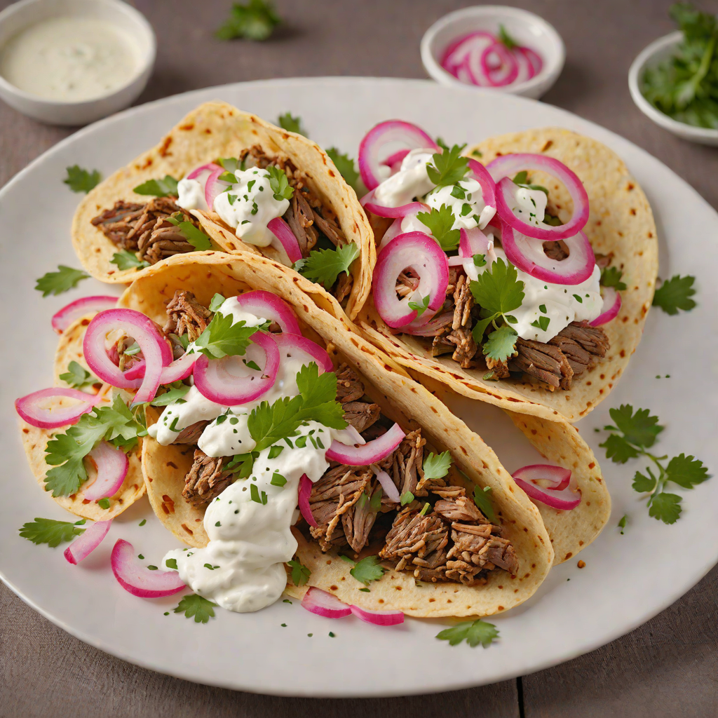Slow-Cooked Lamb Gyro with Tzatziki and Pickled Red Onions