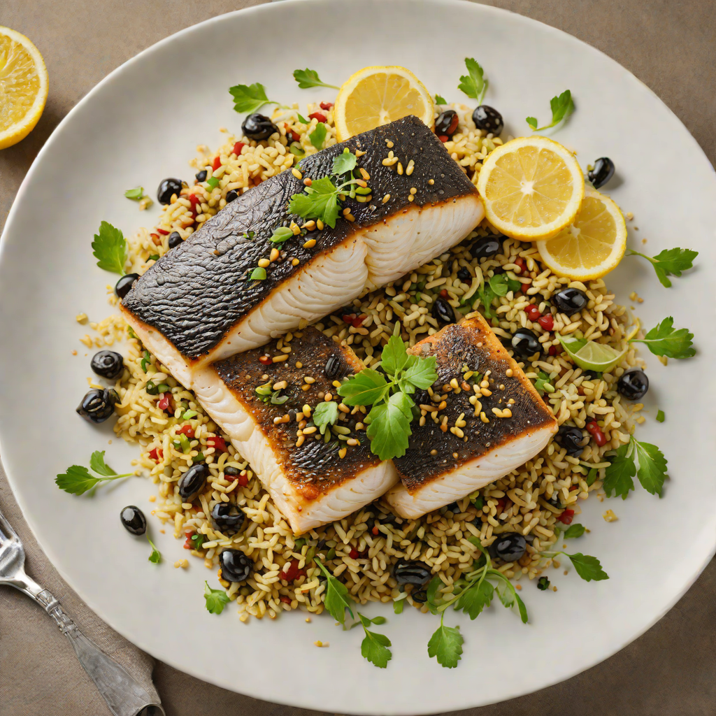 Pan-Seared Sea Bass with Olive Tapenade and Lemon-Herb Quinoa