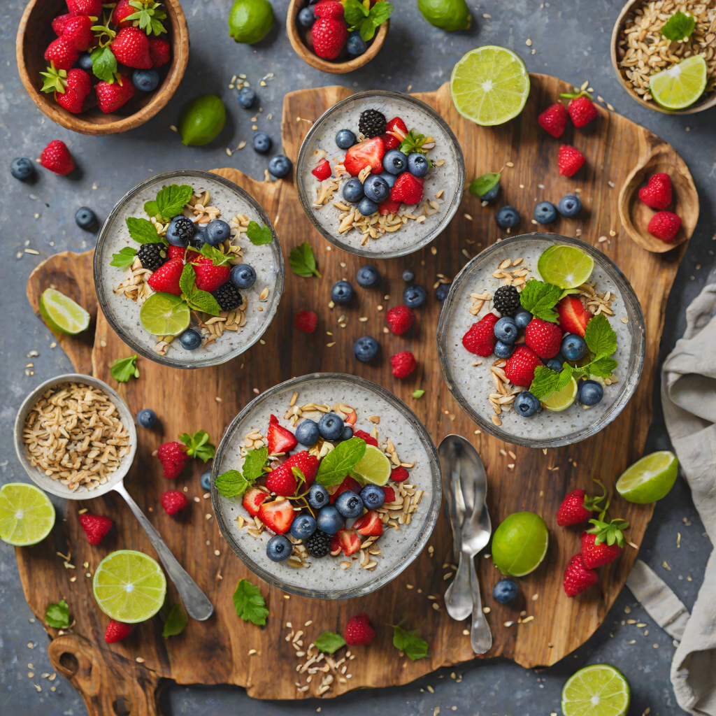 No-Bake Coconut and Lime Chia Pudding with Fresh Berries