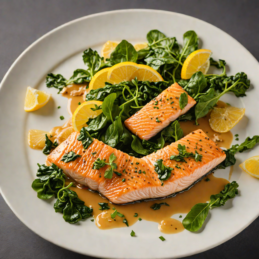 Pan-Seared Salmon with Jazz Citrus Glaze and Wilted Spinach