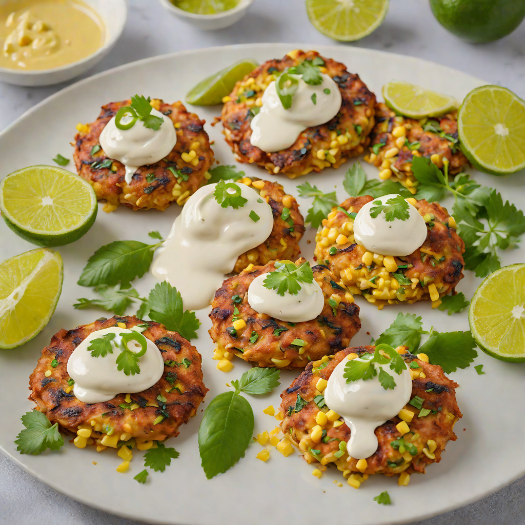 Sweet Corn and Jalapeño Fritters with Lime Crema