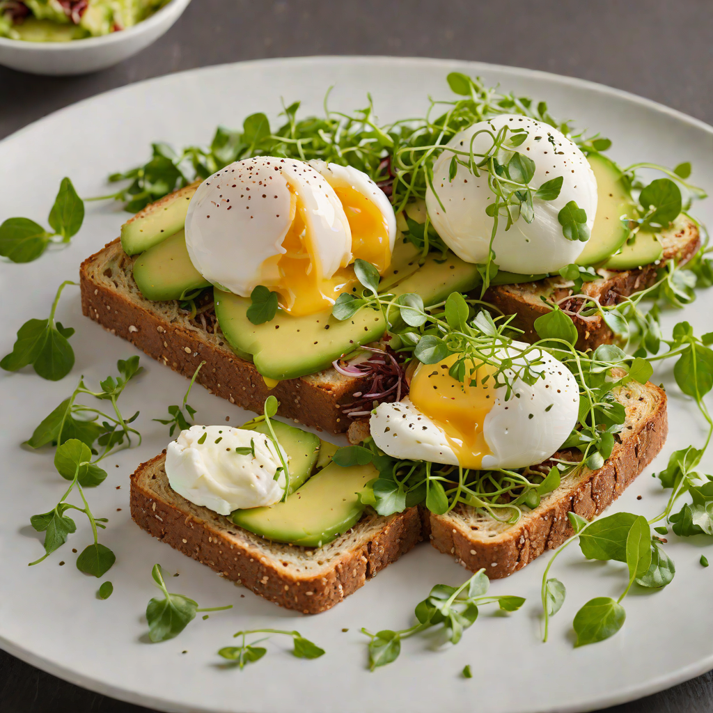 Open-Faced Avocado Toast with Poached Egg and Microgreens