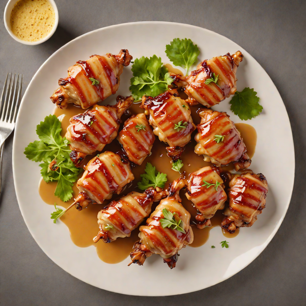 Bacon-Wrapped Chicken Thighs with Mustard-Honey Glaze