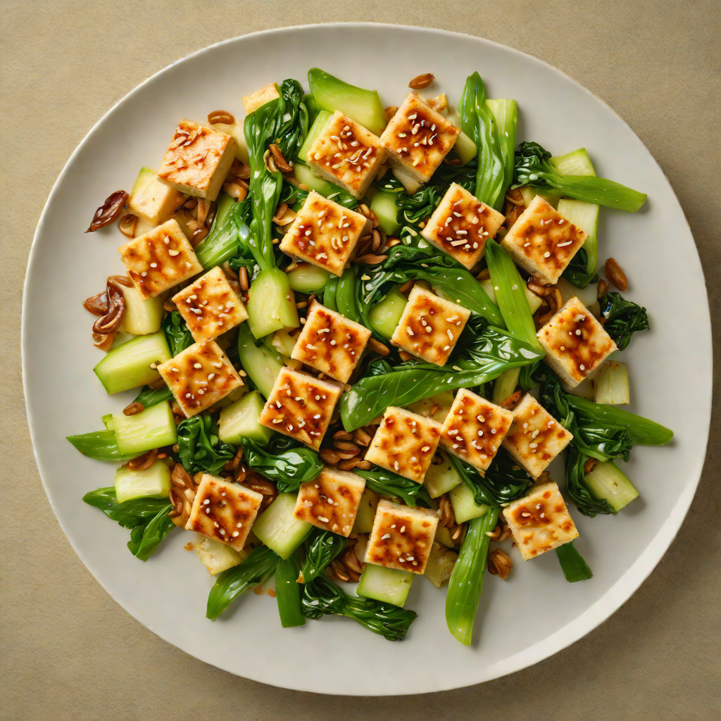 Stir-Fried Tofu with Garlic, Ginger, and Baby Bok Choy