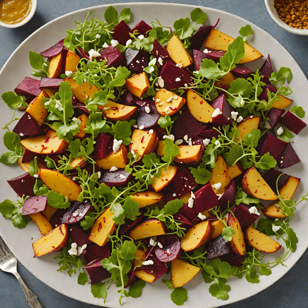 Roasted Kumara and Beetroot Salad with Horopito Dressing