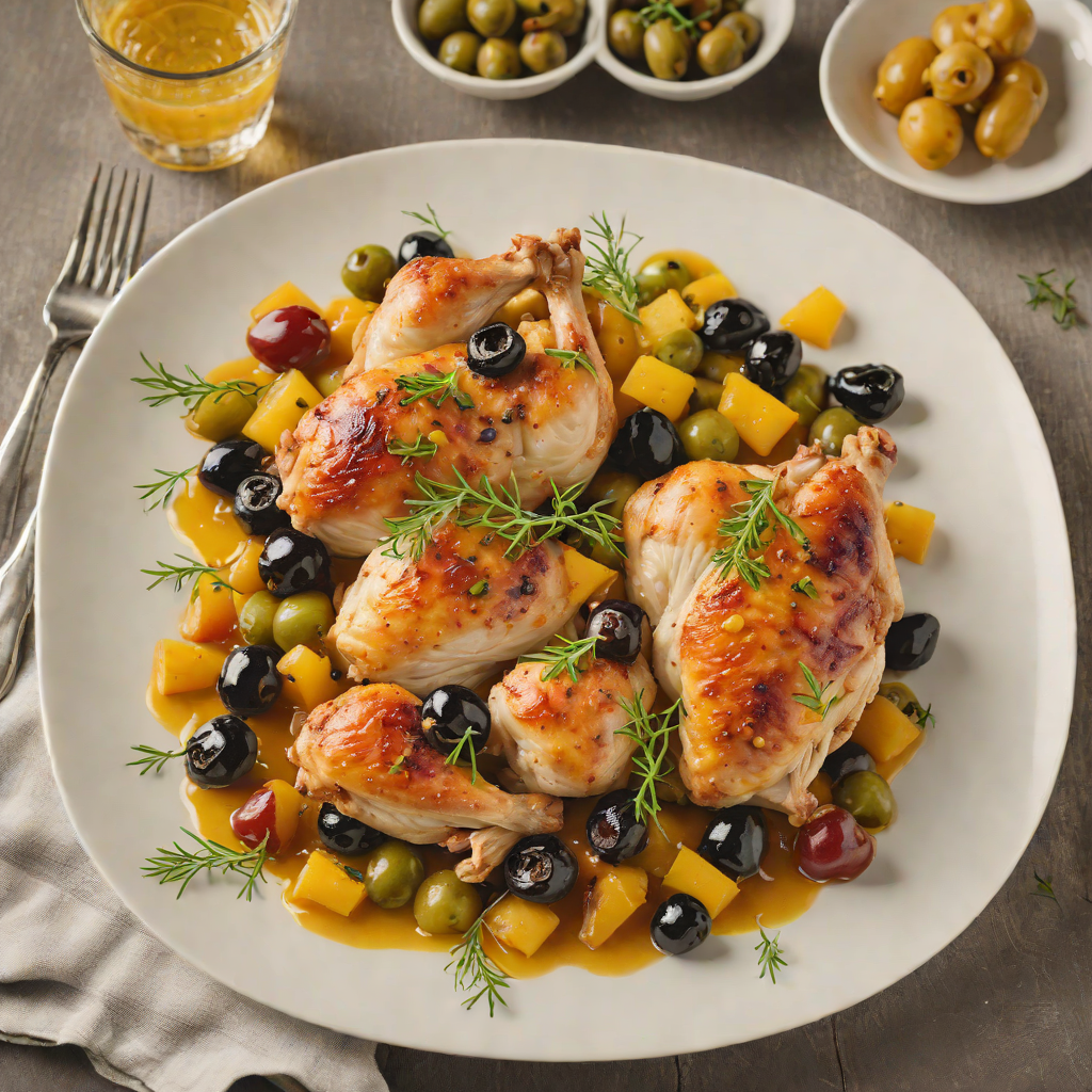Pan-Roasted Chicken with Saffron and Spanish Olives