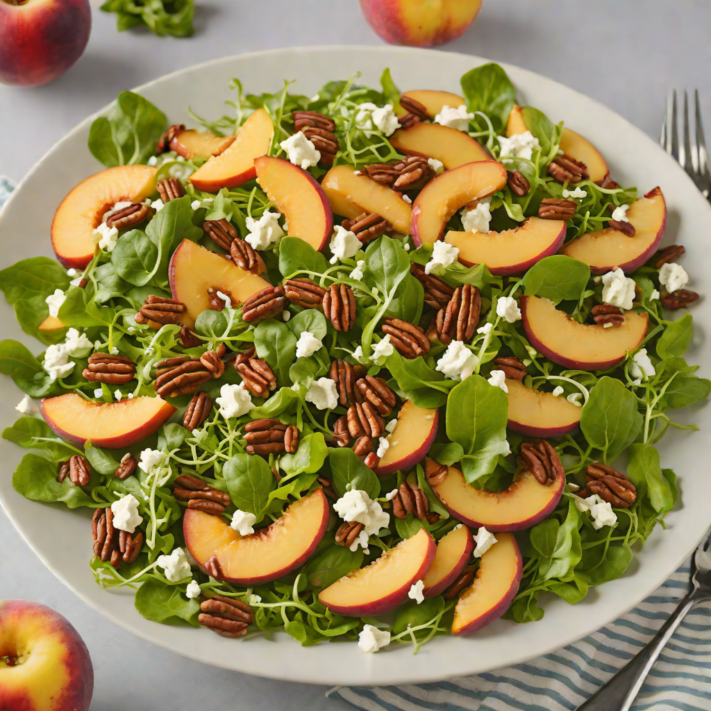 Savory Peach and Pecan Salad with Goat Cheese Vinaigrette