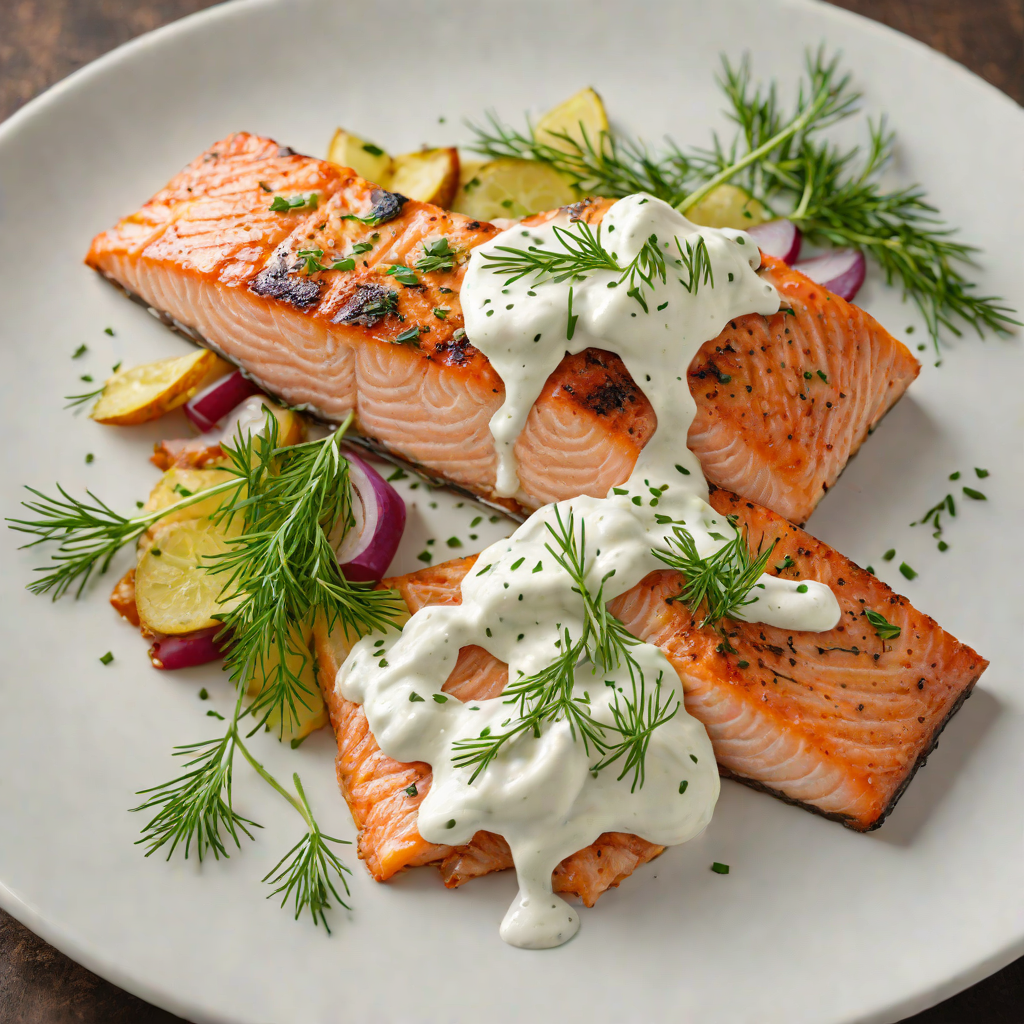 Pan-Seared Salmon with Dill Yogurt Tzatziki