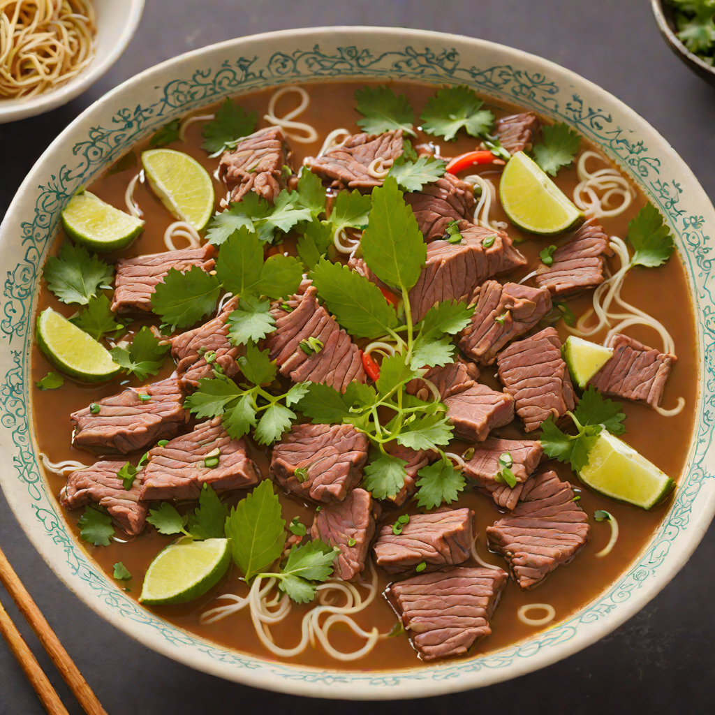 Slow-Simmered Beef Pho with Fresh Herb Garnishes