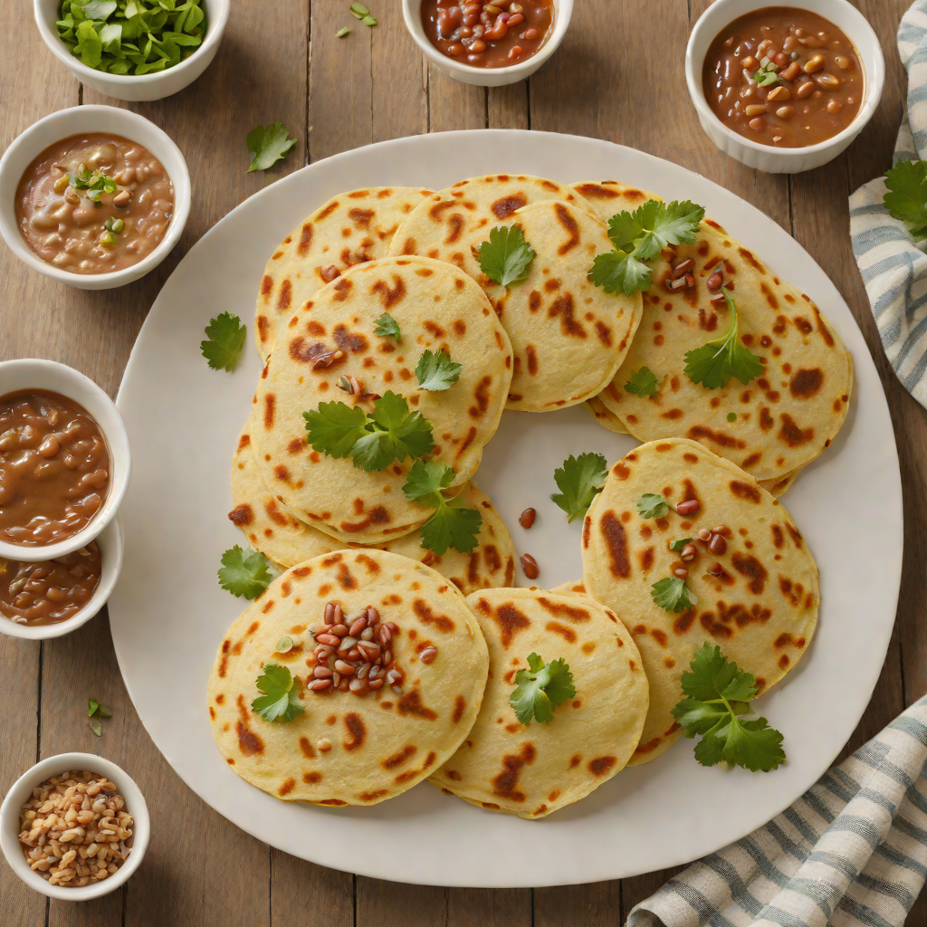 Pan-Fried Corn Pupusas with Refried Beans and Quesillo