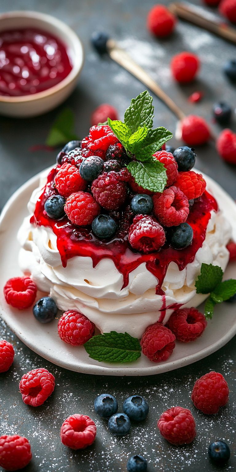 Summer Berry Pavlova with Whipped Mascarpone