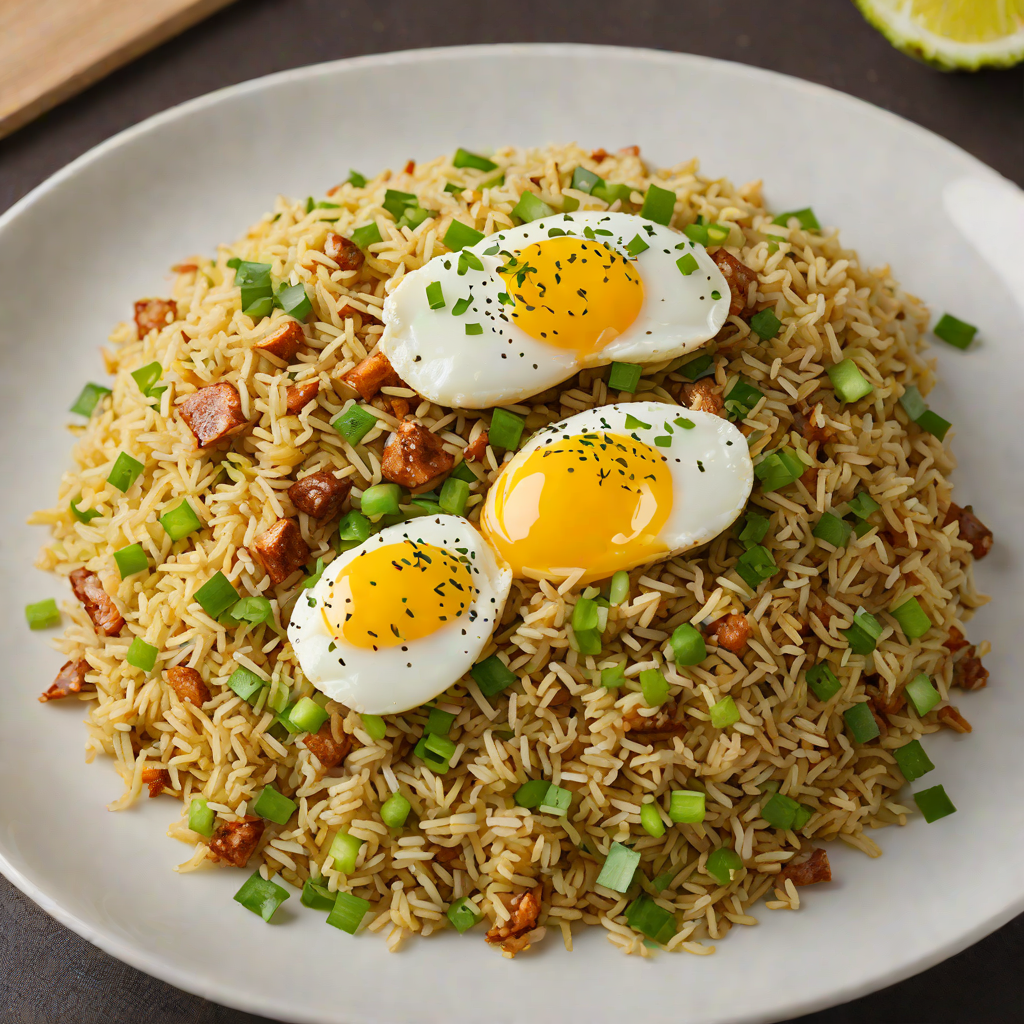 Ginger-Infused Garlic Fried Rice with Scallions and Egg