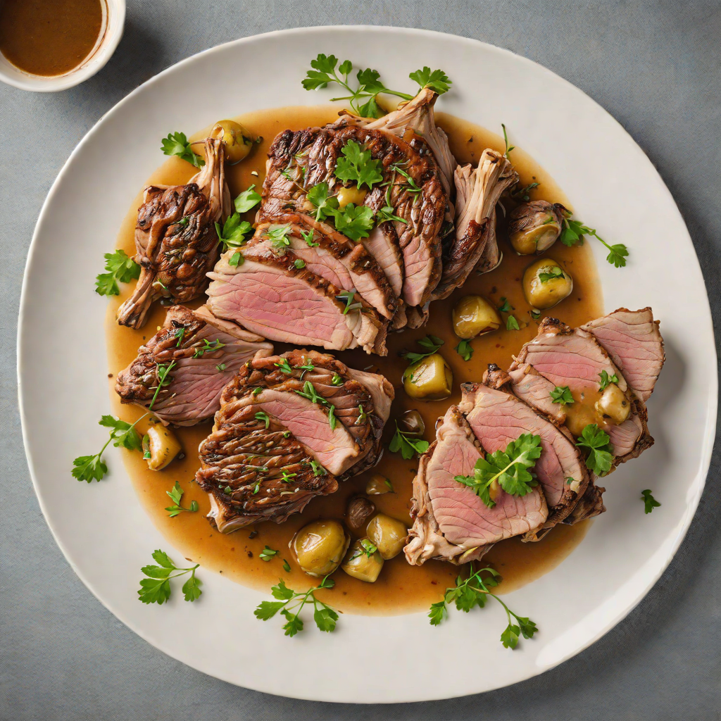 Slow-Roasted Lamb Shoulder with Herb-Infused Garlic Sauce