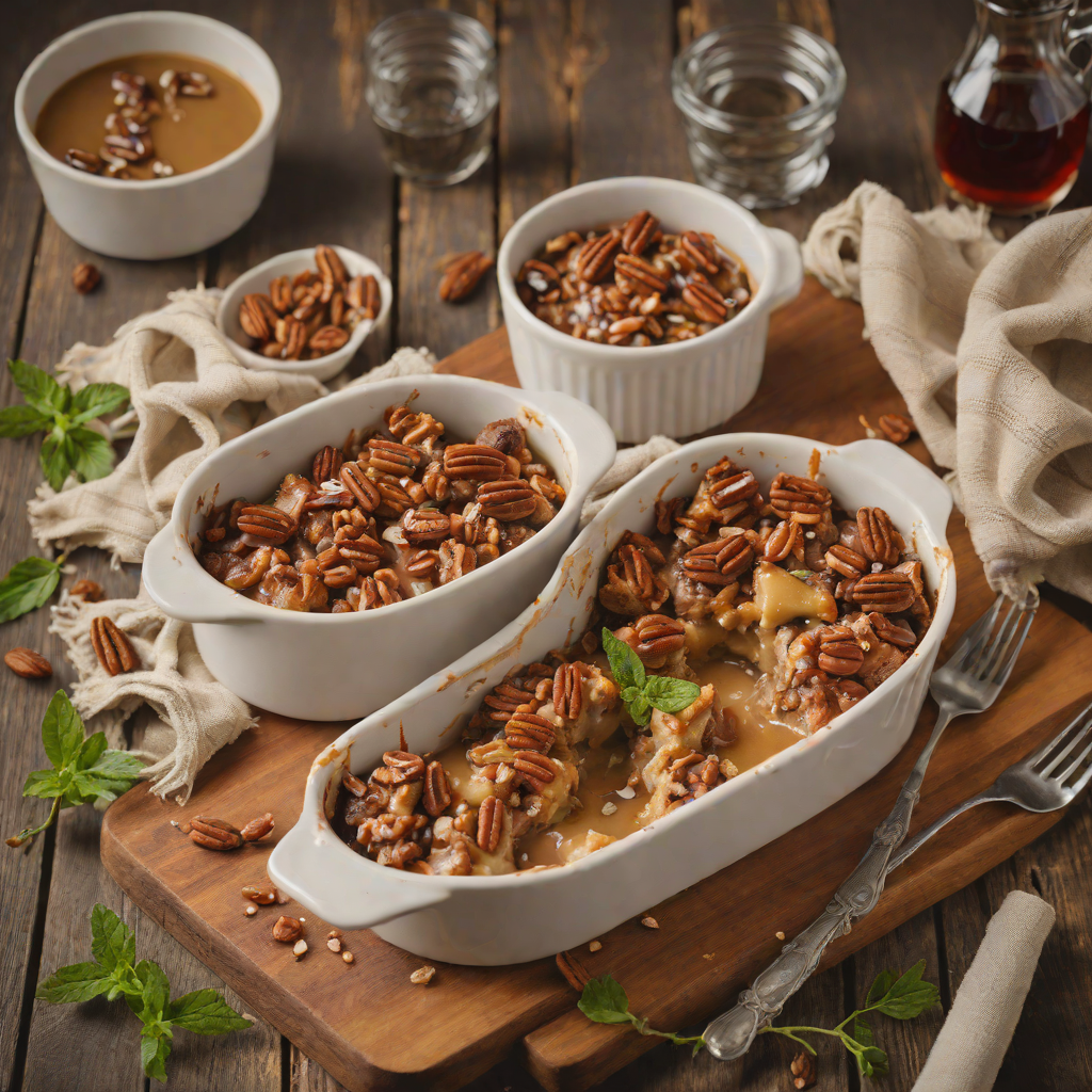 Texas-Style Pecan Praline Bread Pudding with Bourbon Sauce