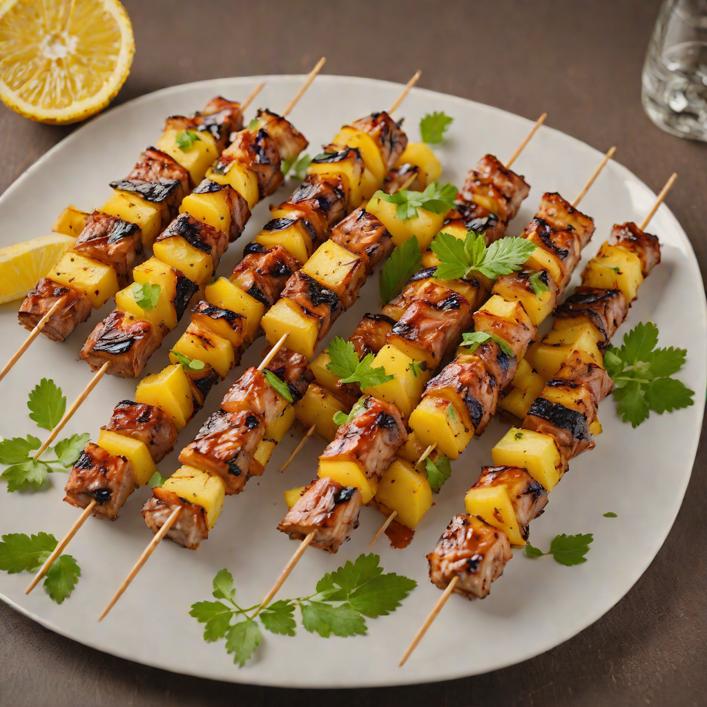 Charred Pineapple and Rum-Glazed Pork Skewers