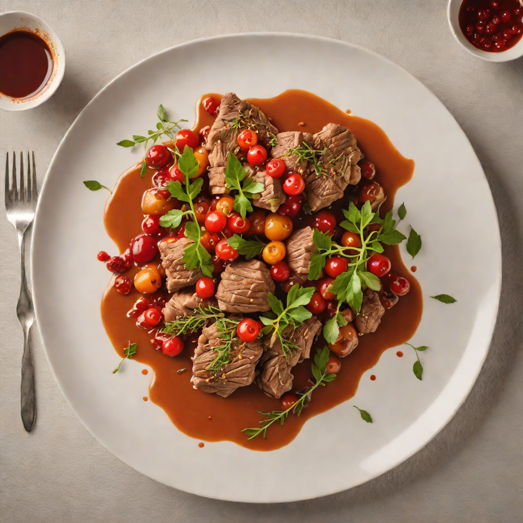 Slow-Cooked Lamb with Desert Pepper and Quandong Sauce