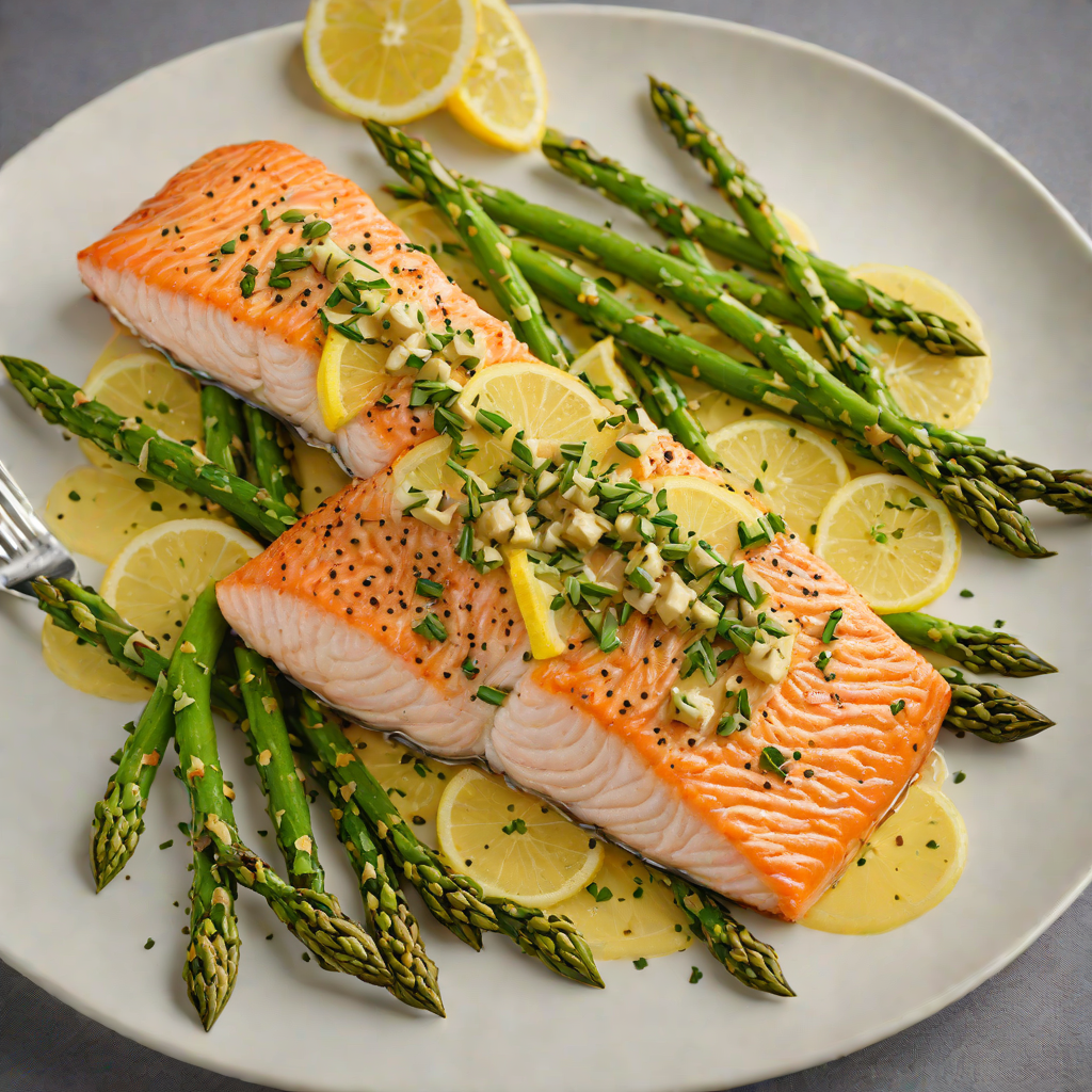 Pan-Seared Salmon with Lemon-Caper Sauce and Roasted Asparagus