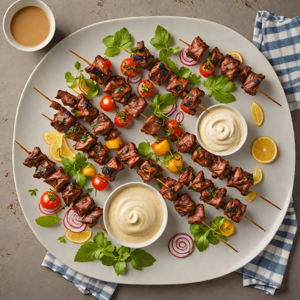 Grilled Coffee-Rubbed Beef Skewers with Spiced Yogurt