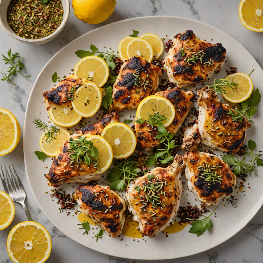 Charred Lemon-Garlic Chicken Thighs with Sumac and Za'atar