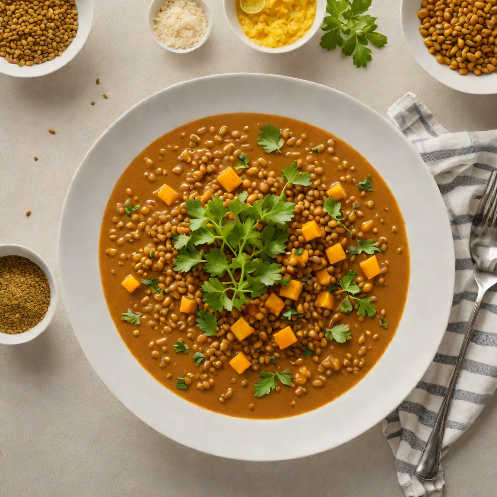 Spiced Lentil Kik Alicha Stew with Turmeric and Ginger