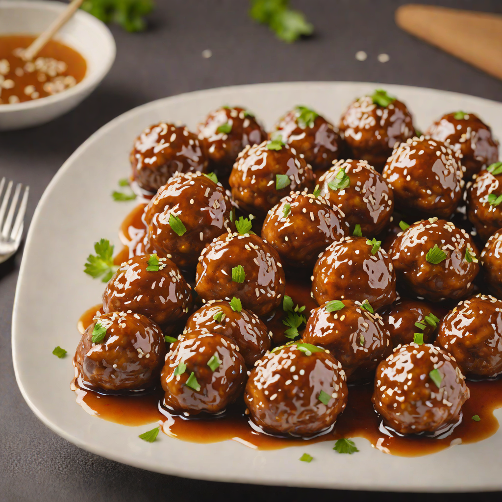 Honey-Garlic Glazed Pork Meatballs with Sesame Seeds