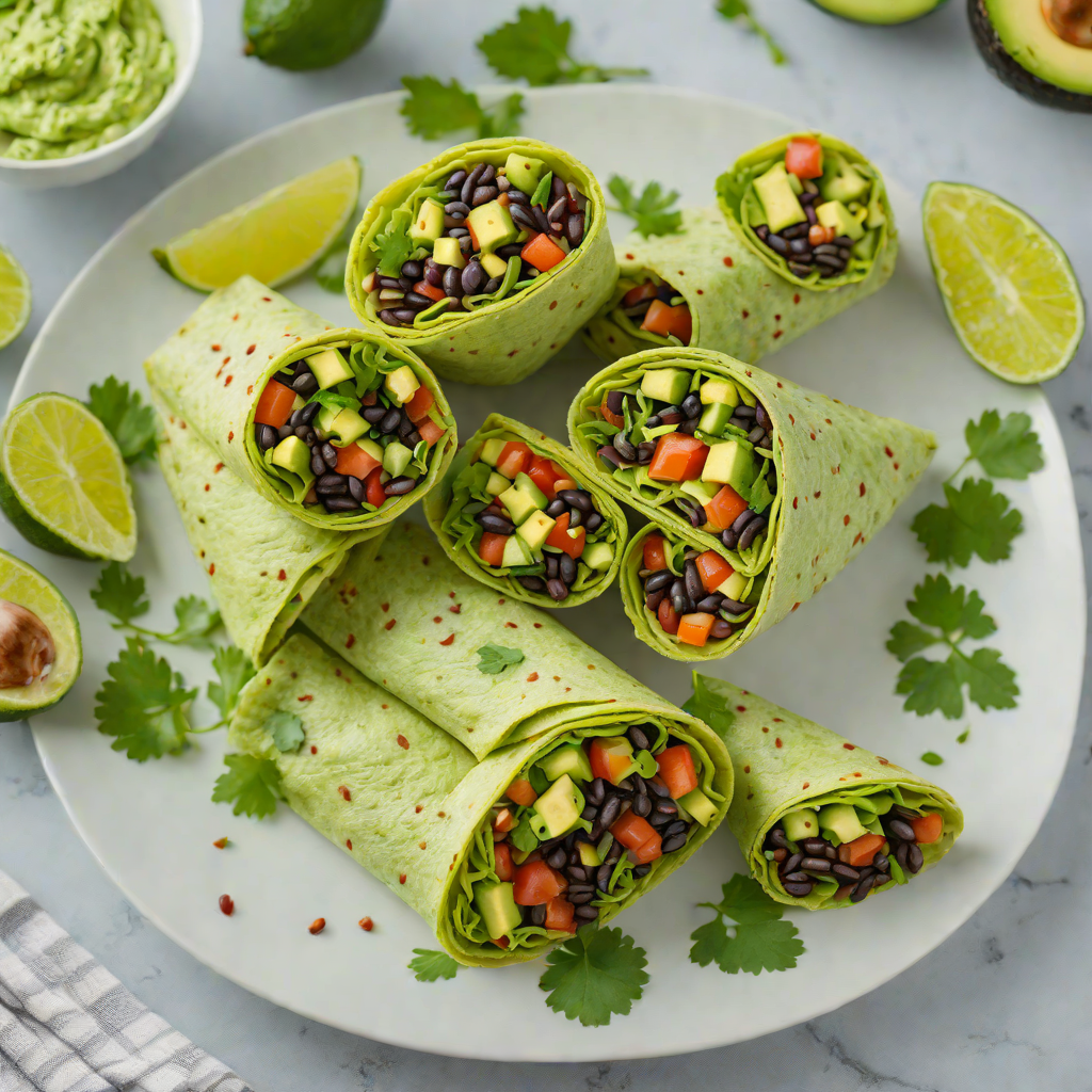 Lime-Cilantro Black Bean Wraps with Avocado Crema