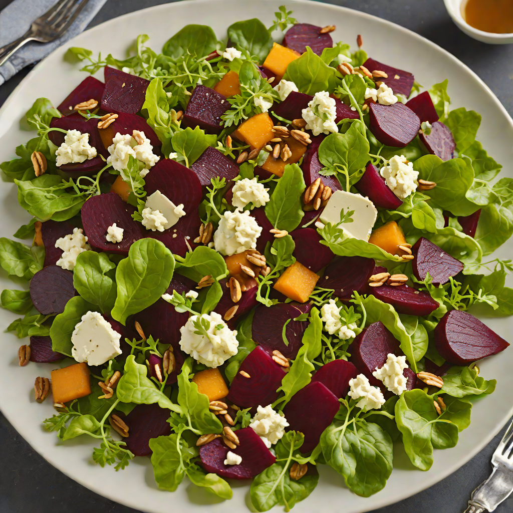 Organic Farm-to-Table Beet and Goat Cheese Salad with Walnut Vinaigrette