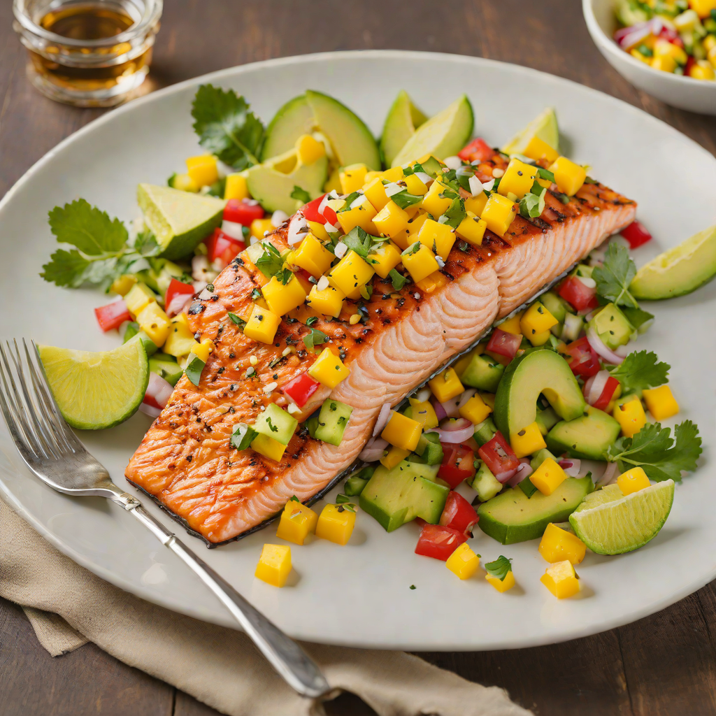Citrus-Infused Grilled Salmon with Avocado and Mango Salsa