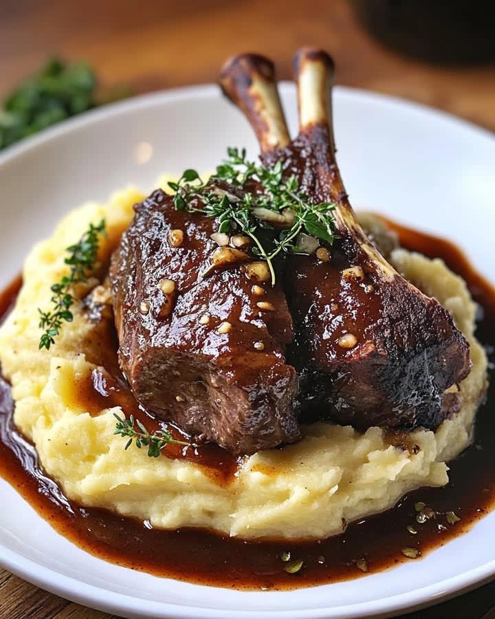 Slow-Cooked Lamb Shanks with Macadamia and Wattleseed Sauce