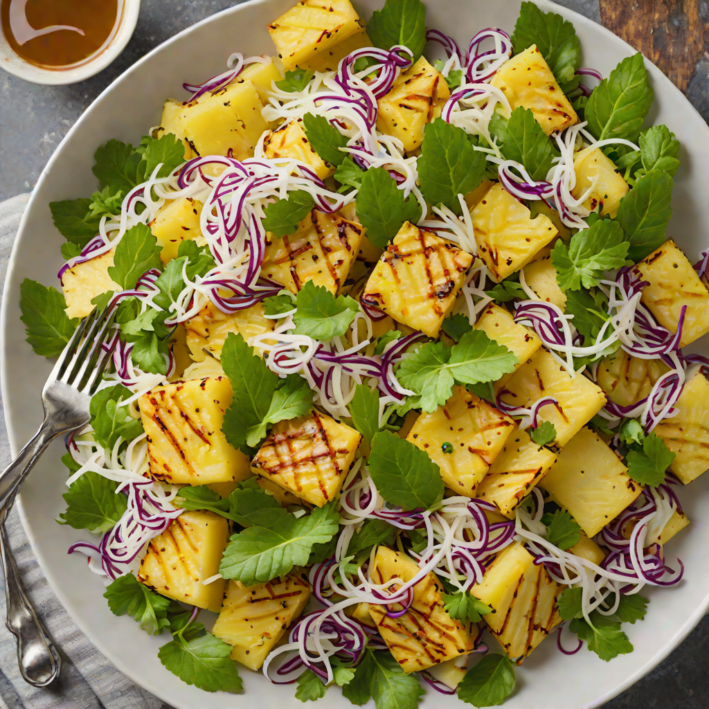 Grilled Pineapple Coleslaw with Hot Honey Drizzle